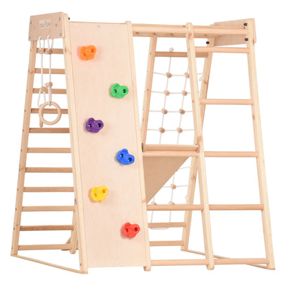 Kids Playtime Indoor-Spielplatz aus Naturholz mit Kletternetz