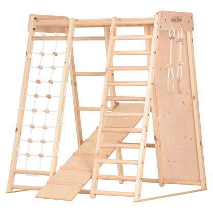 Naturholz-Indoor-Spielplatz Kids Playtime mit Kletternetz