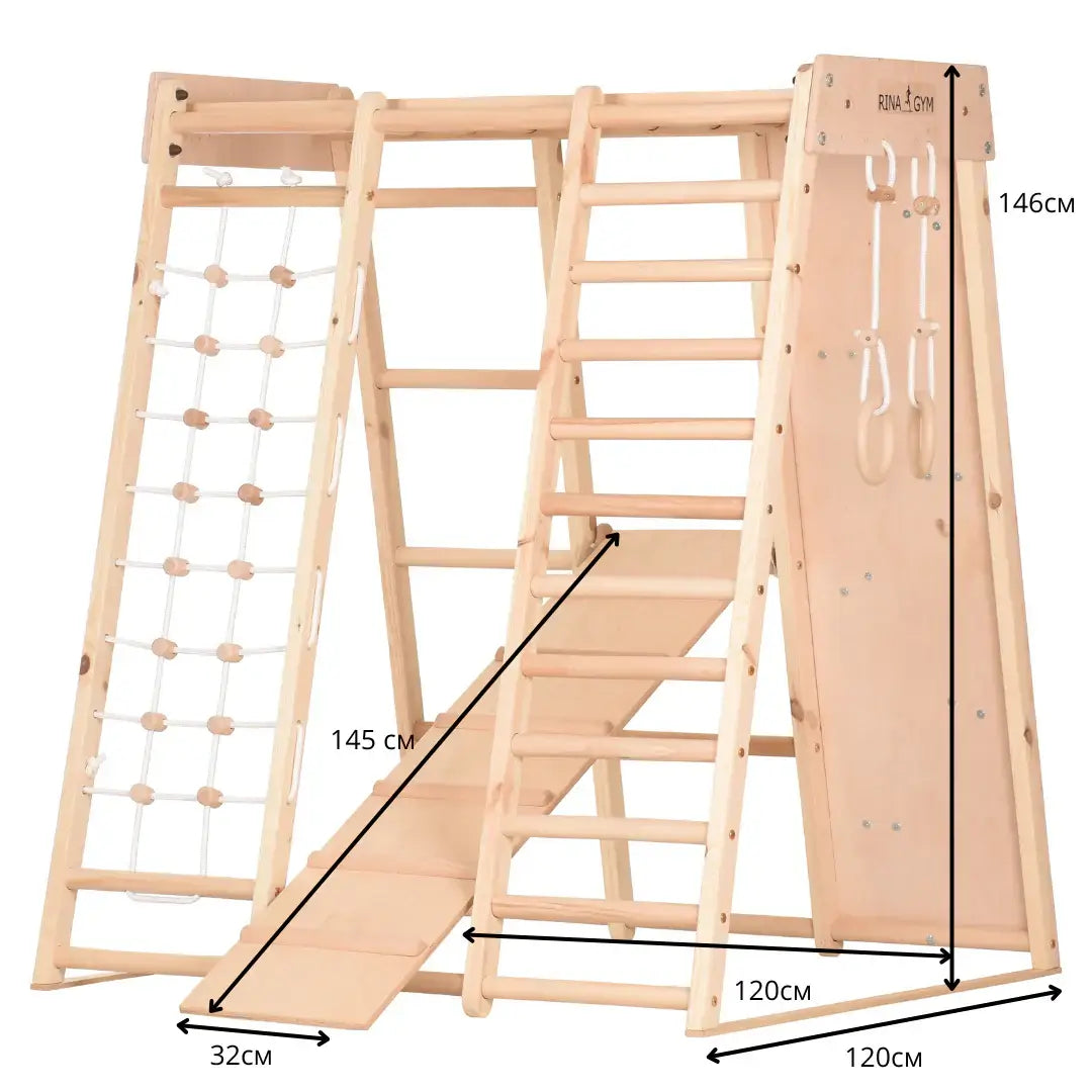 Indoor Spielplatz Kids Playtime natur mit Kletternetz und Sprossen