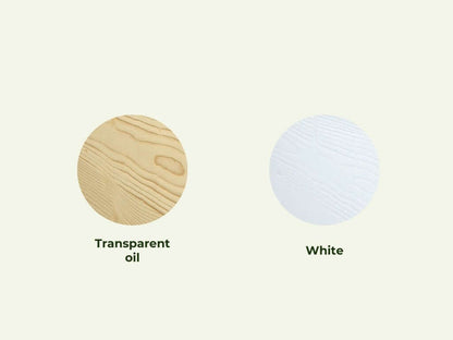 Farben des Holz Etagenbett Thea mit Stufenregal: Transparent oil und White.