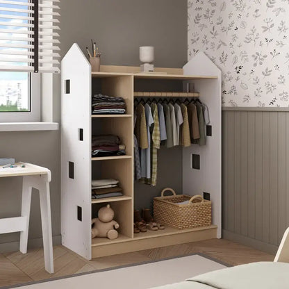 Kinder-Kleiderschrank in Weiß aus Holz