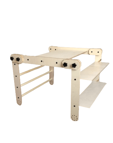 Kletterset Klettertisch NABU in hellem Birkenholz-Design zum Spielen und Zeichnen