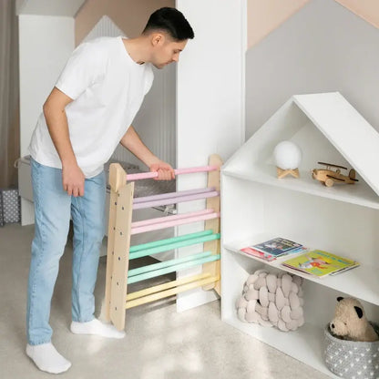 XXL Pikler Kletterset Pastell mit zwei Rutschbrettern