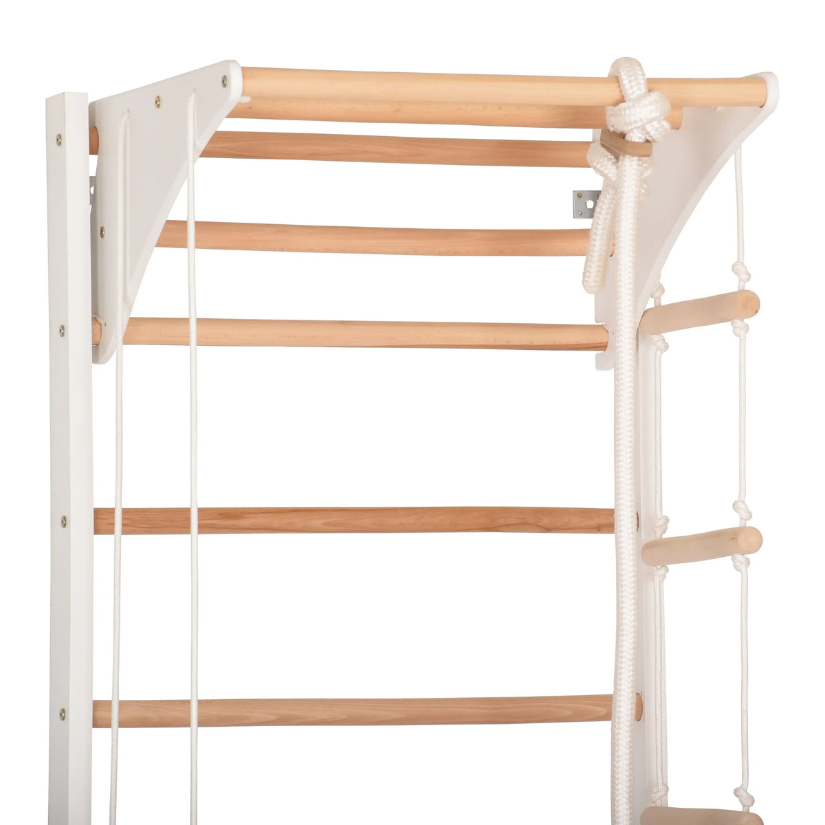 Weiße Kletterwand LARA mit Sprossen und Kletterelementen
