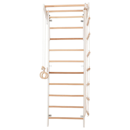 Weiße Kletterwand MICHAELA mit Sprossen und Kletterelementen