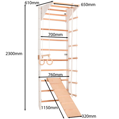 Maßangaben zur Kletterwand HANNAH in Weiß
