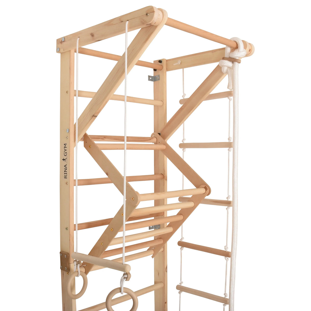 Naturfarbene Kletterwand SPORT3 aus stabilem Holz