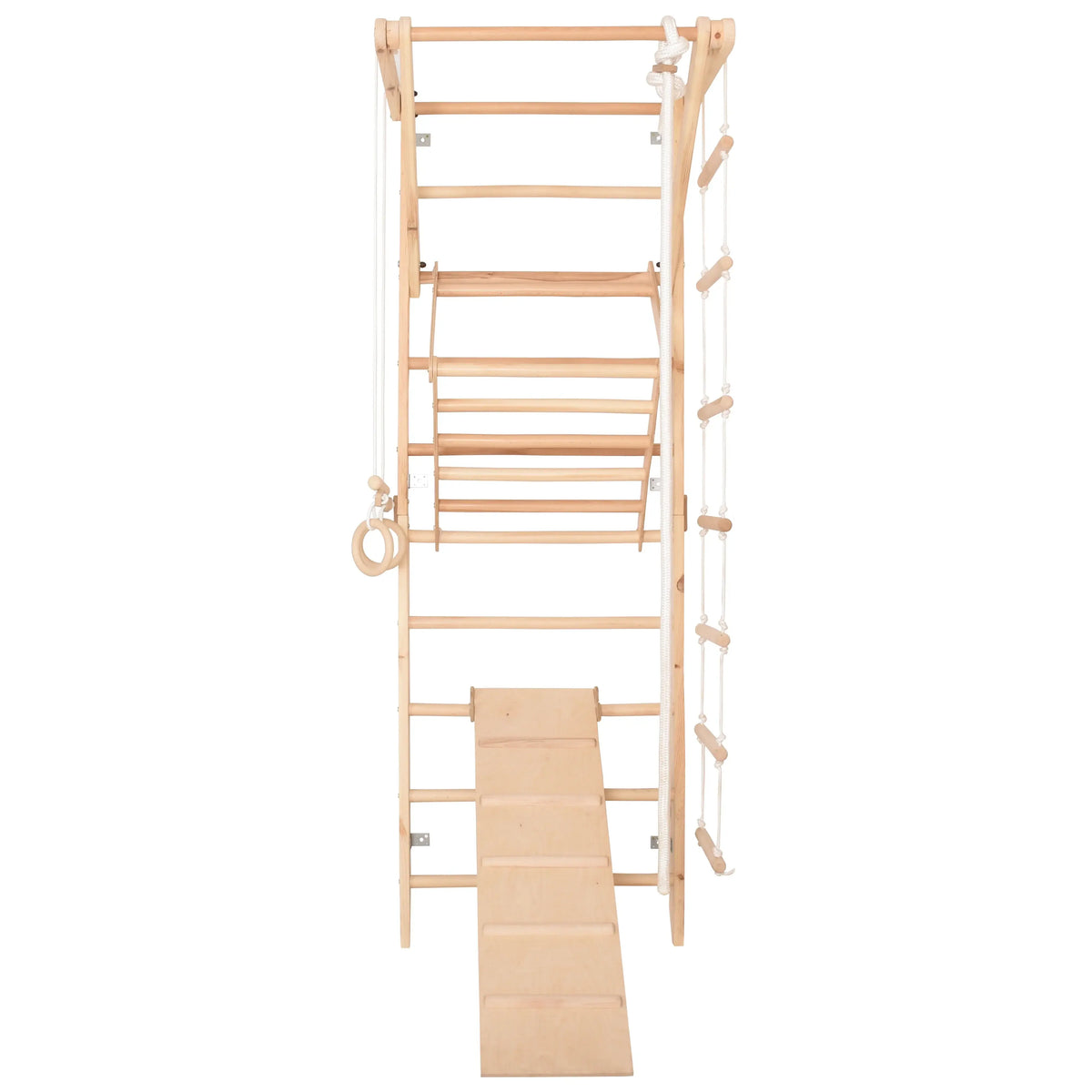 Kletterwand SPORT3 in Natur mit Sprossen und Ringen