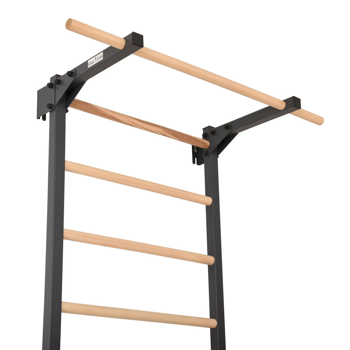 Metall-Kletterwand mit Reck und Kletterelementen