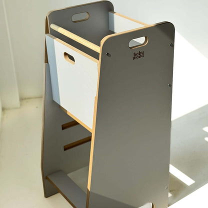 Lernturm Komfort in Grau aus Holz