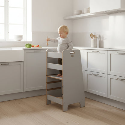 Lernturm Komfort in Grau für Kinder
