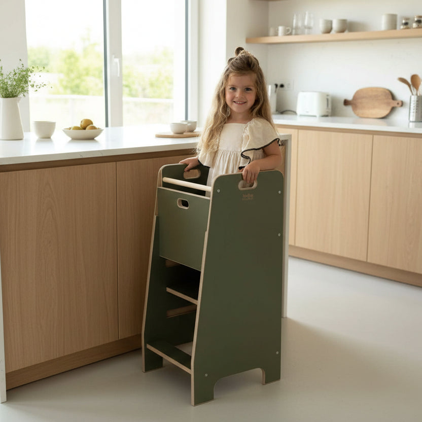 Lernturm Komfort in Oliv aus Holz von Babywood