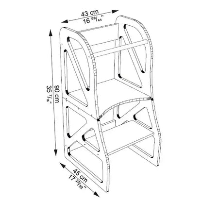 Maßangaben zum Lernturm-Küchenhelfer 2in1 THEA