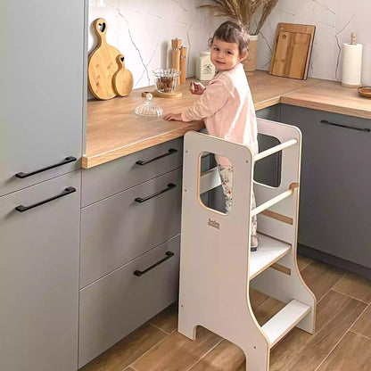 Lernturm SLIM für Kinder in Grau von Babywood