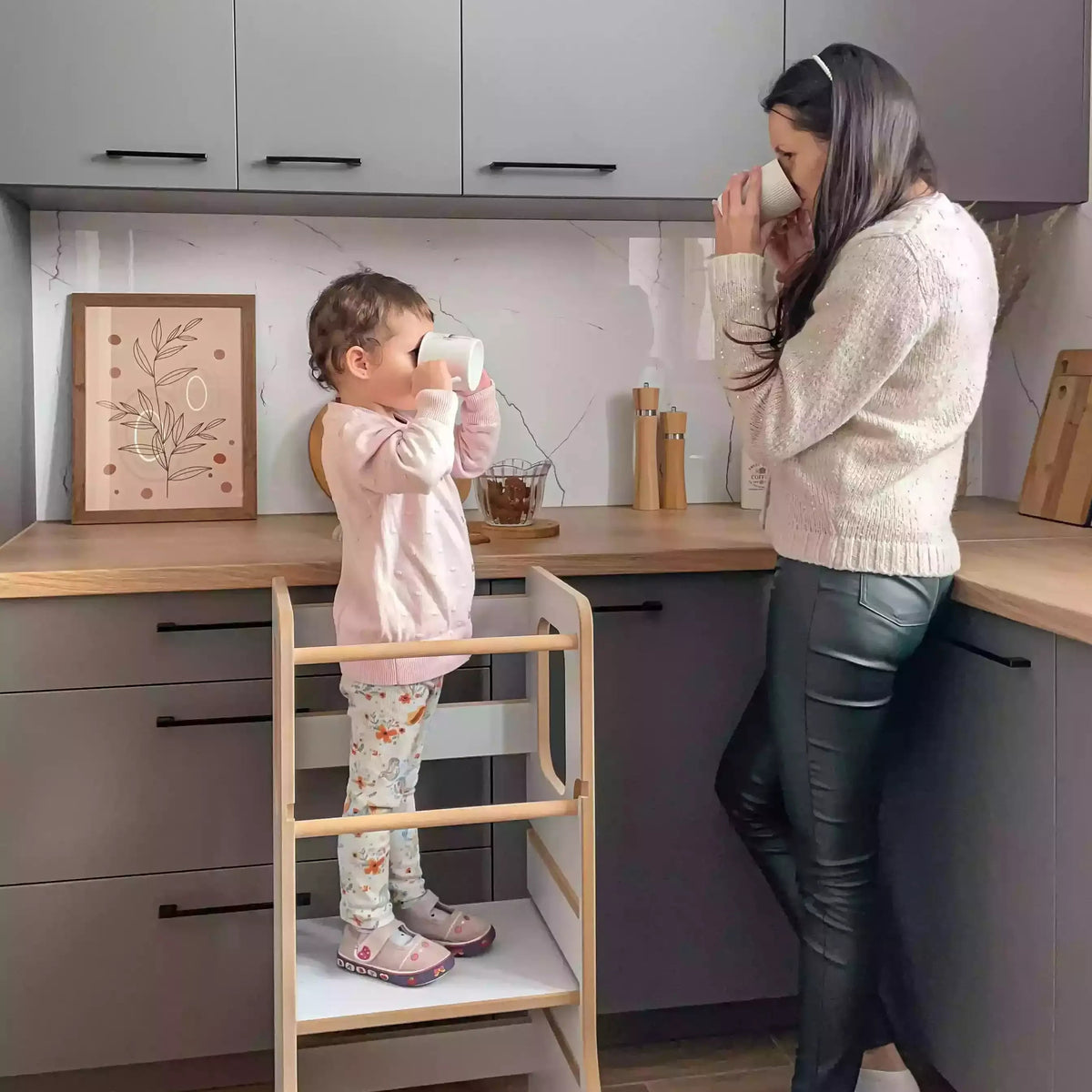 Grauer Lernturm SLIM für Kinder