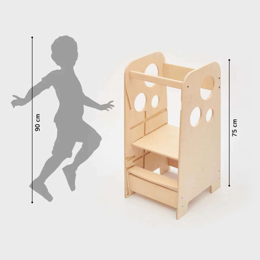 Mitwachsender Lernturm Leni aus Holz für Kinder
