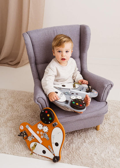 Mini Motorikbrett Fuchs in Orange-Grau für Kinder