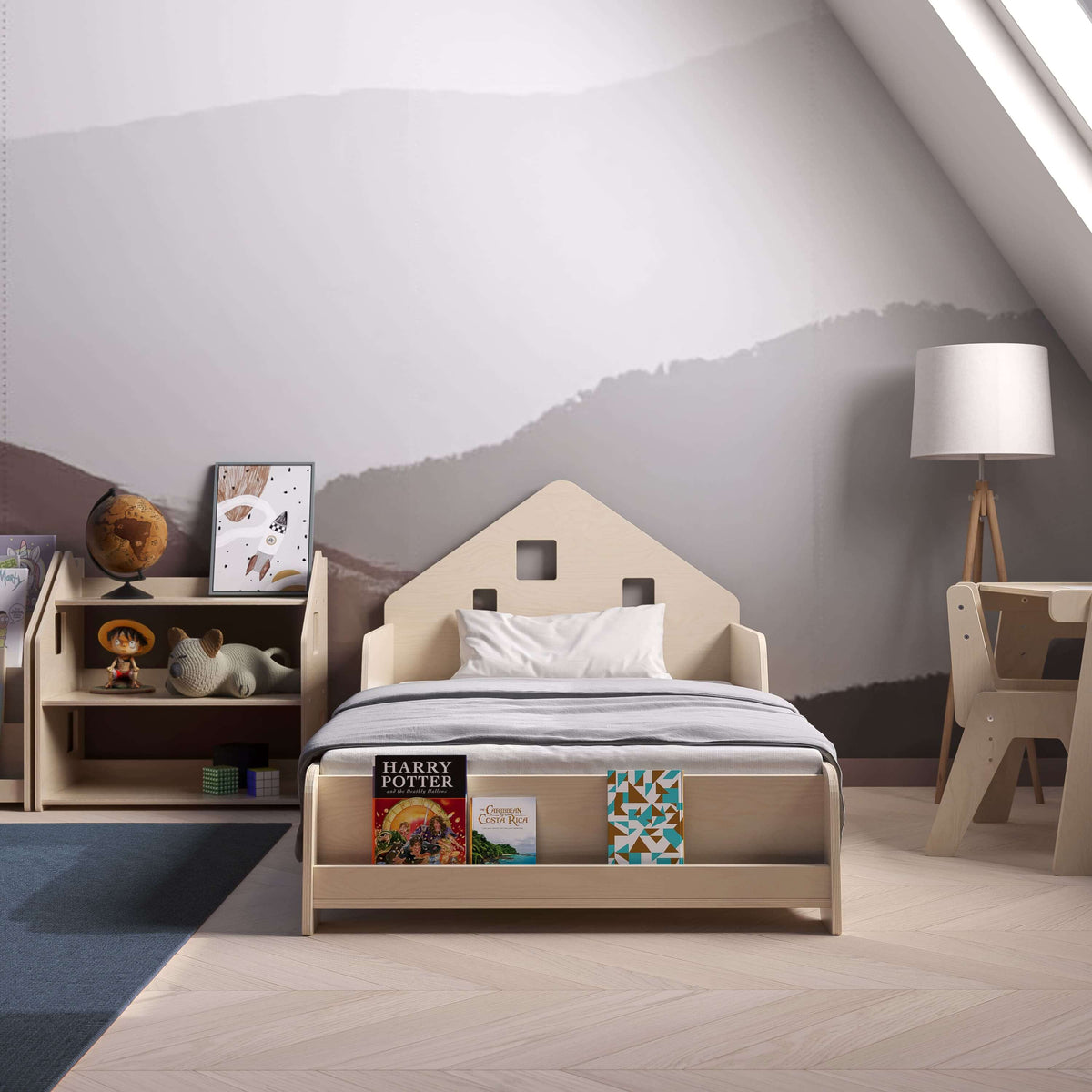 Verstellbares Kinderbett nach Montessori aus Holz