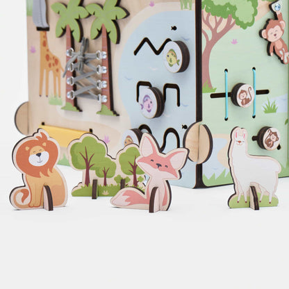 Activity Board Zoo mit Schaltern und Riegeln