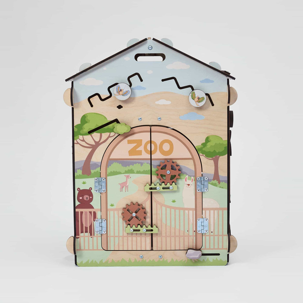 Motorikhaus Zoo mit Türchen und Riegeln