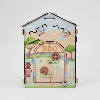 Motorikhaus Zoo mit Türchen und Riegeln