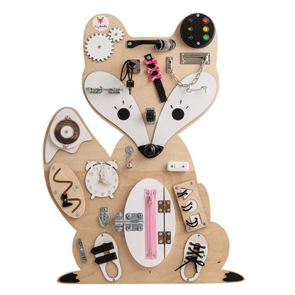 Motorikwand Fuchs in Natur aus Holz