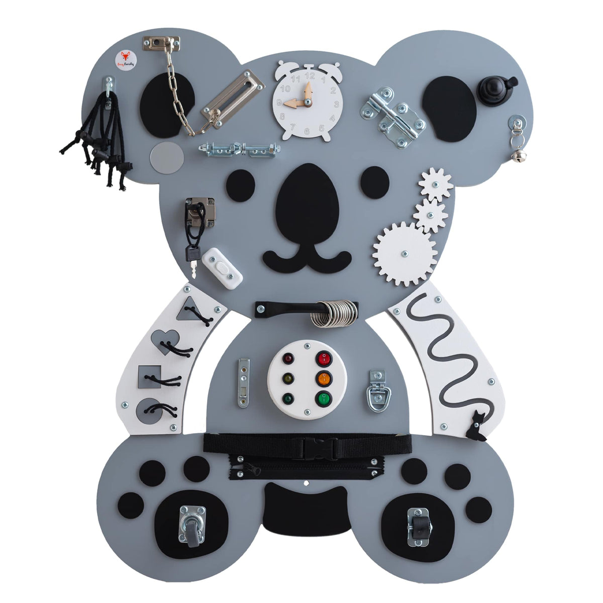 Motorikbrett Kuno Koala in Grau im Detail