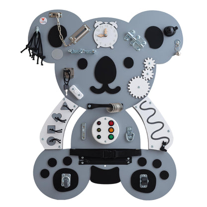 Motorikbrett Kuno Koala in Grau im Detail