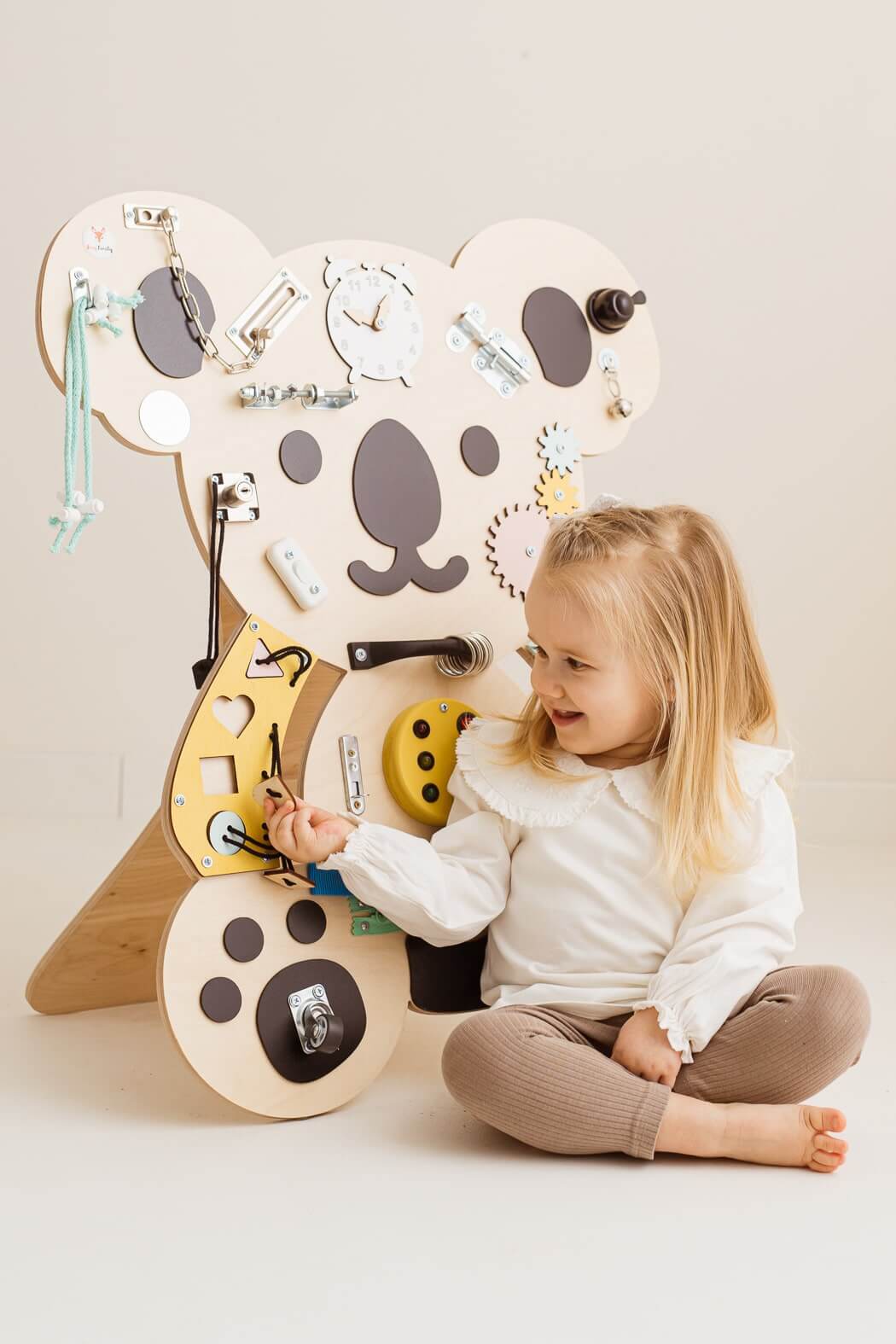 Motorikbrett Kuno Koala in Natur aus Holz