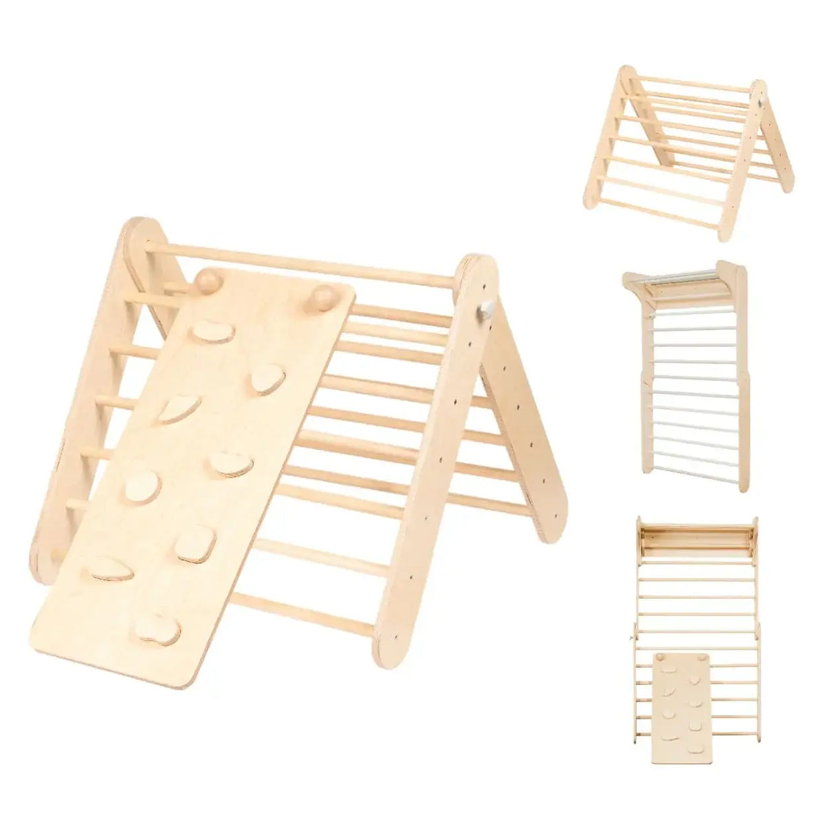 Pikler Kletterdreieck mit Rampe und Sprossenwand in Natur aus nachhaltigem FSC-Holz