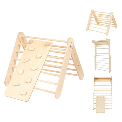 Pikler Kletterdreieck mit Rampe und Sprossenwand in Natur aus nachhaltigem FSC-Holz