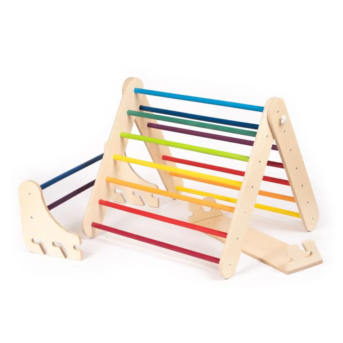 Buntes Pikler Kletterdreieck mit Sprossenwand als 2-in-1 Klettergerät