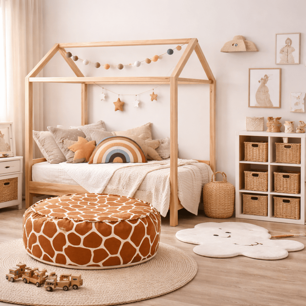 Runder Sitzsack Giraffe für Kinder im Kinderzimmer