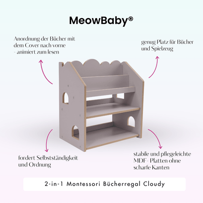 2-in-1 Montessori-Bücherregal Cloudy