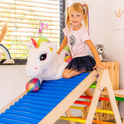 Rollenrutsche für Kinder aus Holz mit beweglichen Rollen