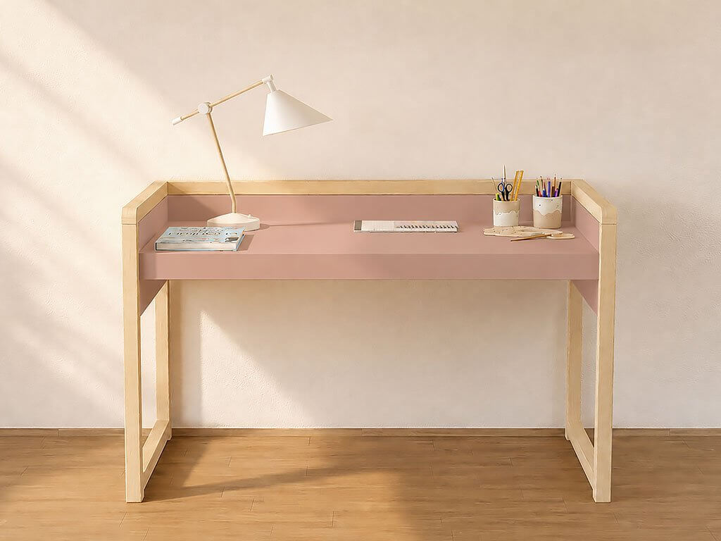 STOLLY mitwachsender Schreibtisch in Pastellrosa