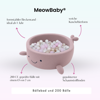 Bällebad kleiner Wal Shelly Bouclé, 200 Bälle - eigene Farbauswahl
