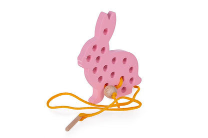 Schnurspielzeug Hase zum Fädeln und Greifen
