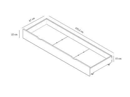Schublade als Stauraum für das Haus-Etagenbett THEA mit Regal