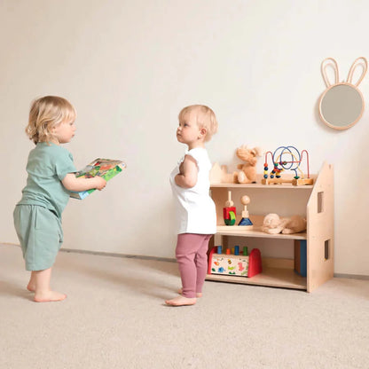 Spielzeugregal Häuschen mit offenen Fächern für Kinder
