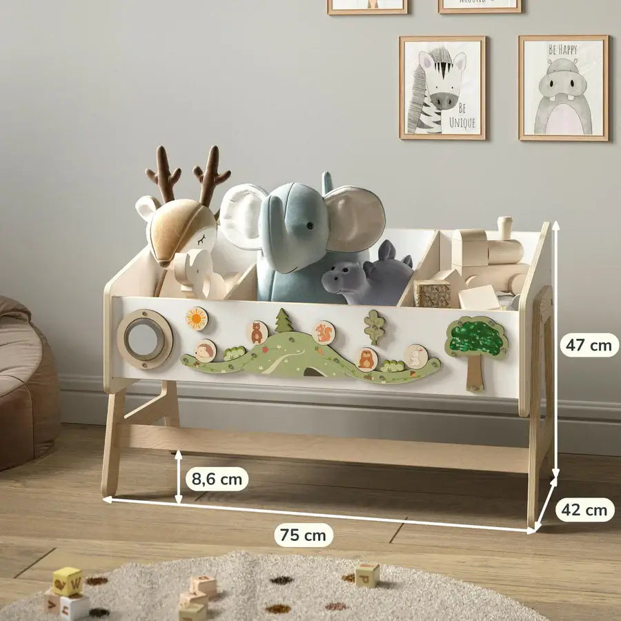 Spielzeugregal-Tisch LILU im Kinderzimmer