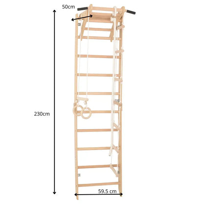 Naturfarbene Sport Kletterwand mit Klimmzugstange