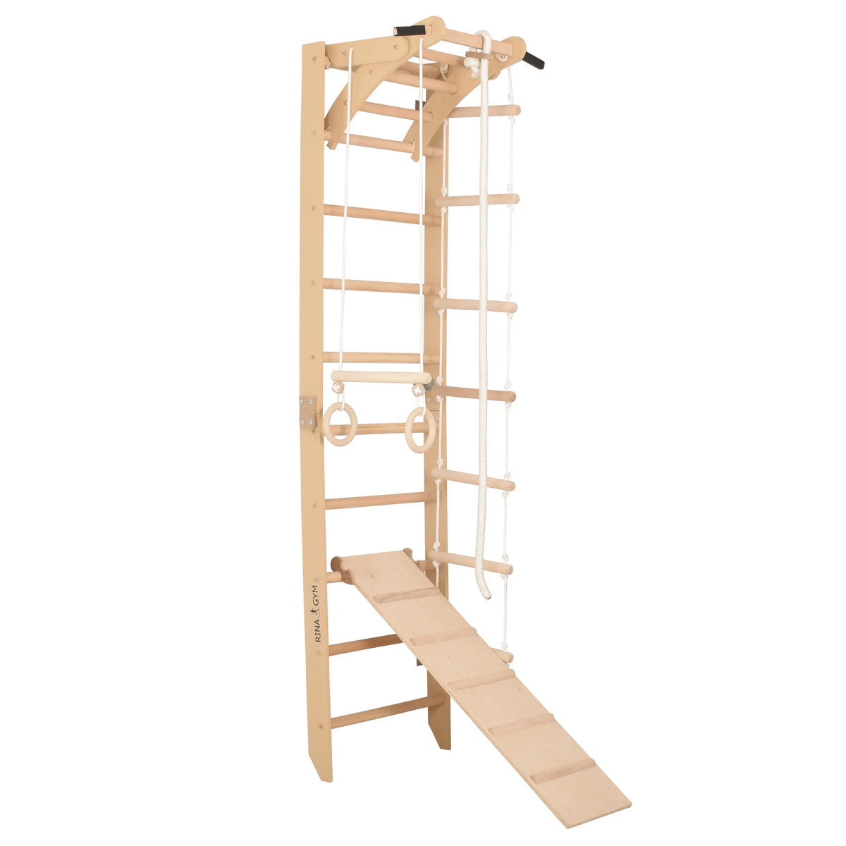 Sport Kletterwand mit Klimmzug in Natur und Rutsche von RINAGYM