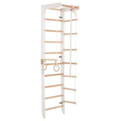 Weiße Sport Kletterwand als Sprossenwand aus Holz