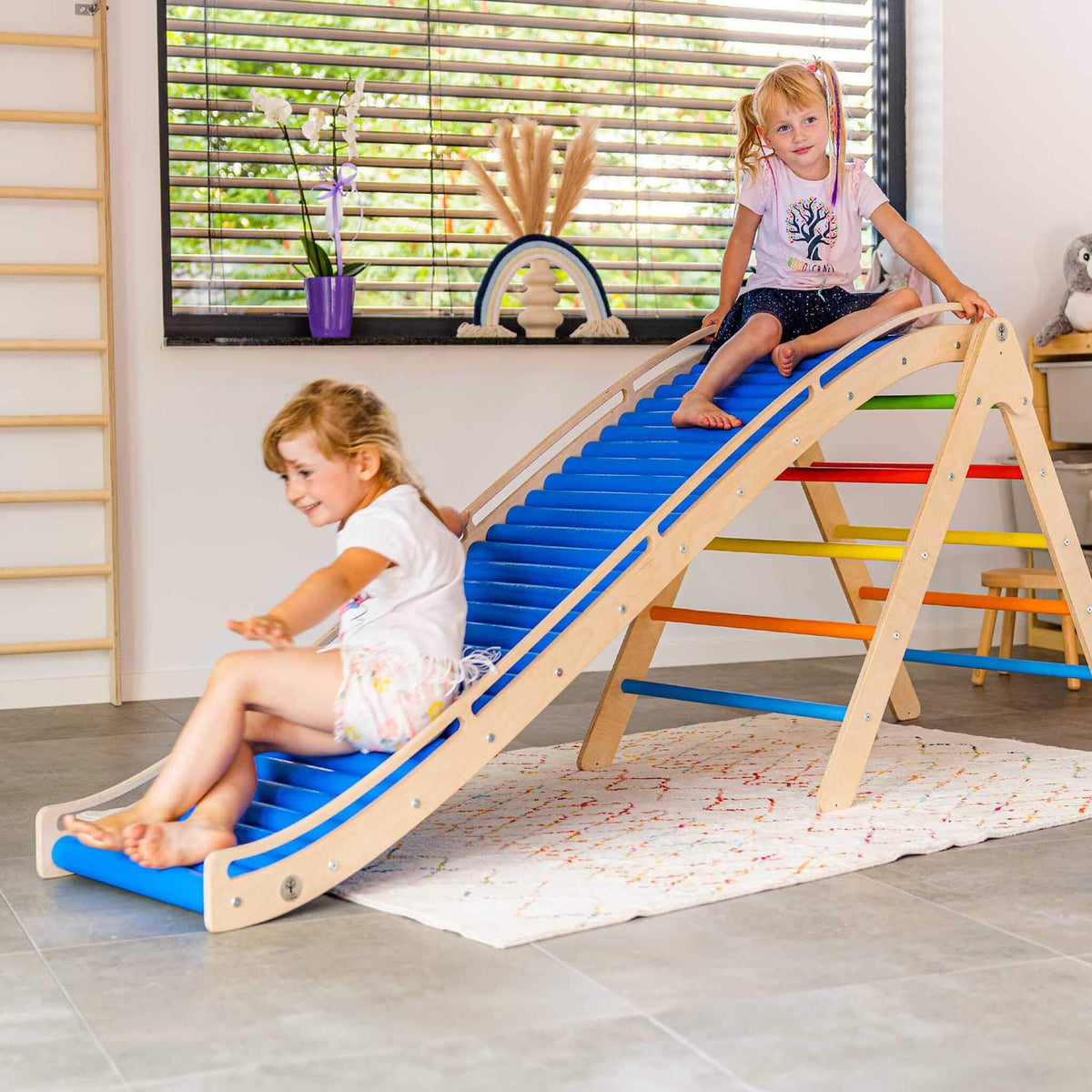 Wellen Rollenrutsche für Kinder aus Holz zum Rutschen