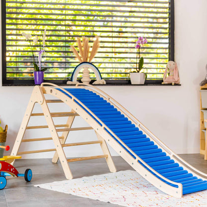 Wellen Rollenrutsche mit vielen Holzrollen für Kinder