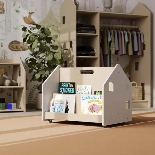 Doppelseitiges Bücherregal auf Rädern von Busykids