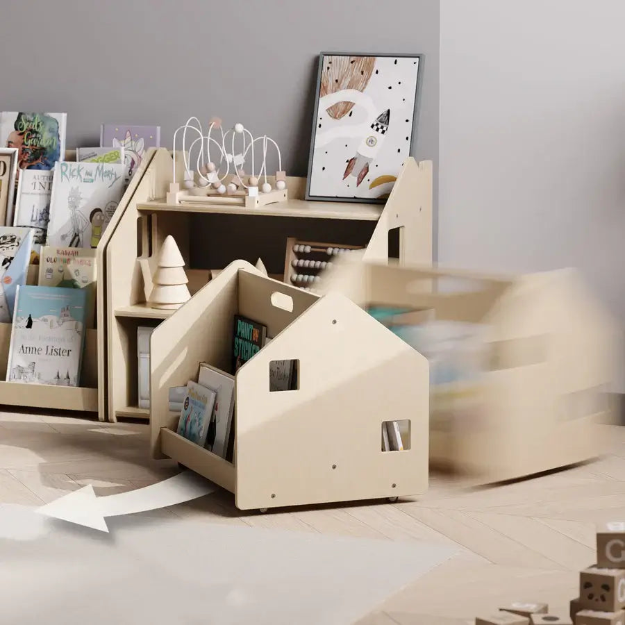 Bücherregal auf Rädern für das Kinderzimmer