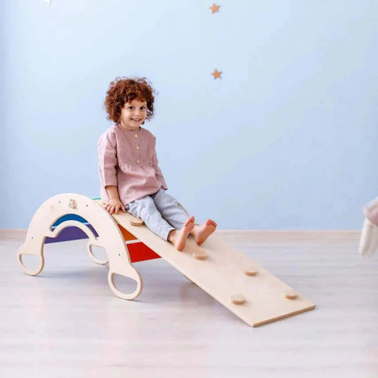 Montessori Kletterbogen Bunt mit Rutsche und Leiter von Busykids