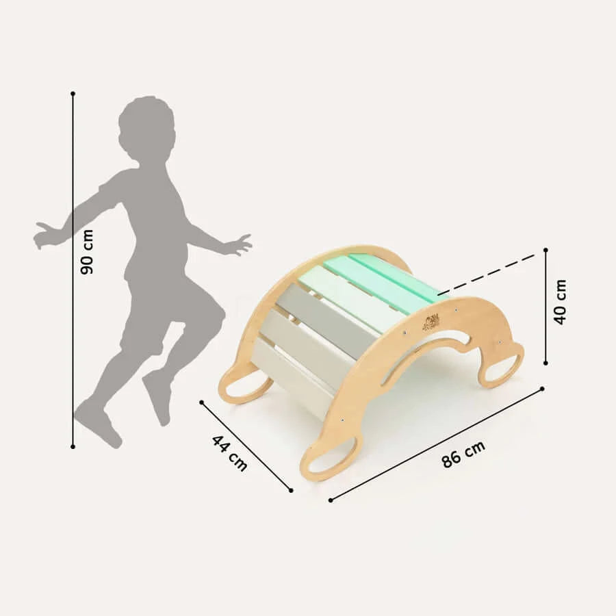 5-in-1 Montessori Kletterbogen Mint als Schaukel und Wippe